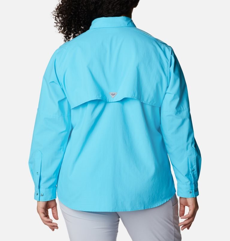Women's Columbia PFG Bahama Long Sleeve Shirts Turquoise | Plus Size CA-MC6A3